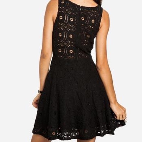 Black Eyelet High Neck Mini Dress - Picture 2 of 7